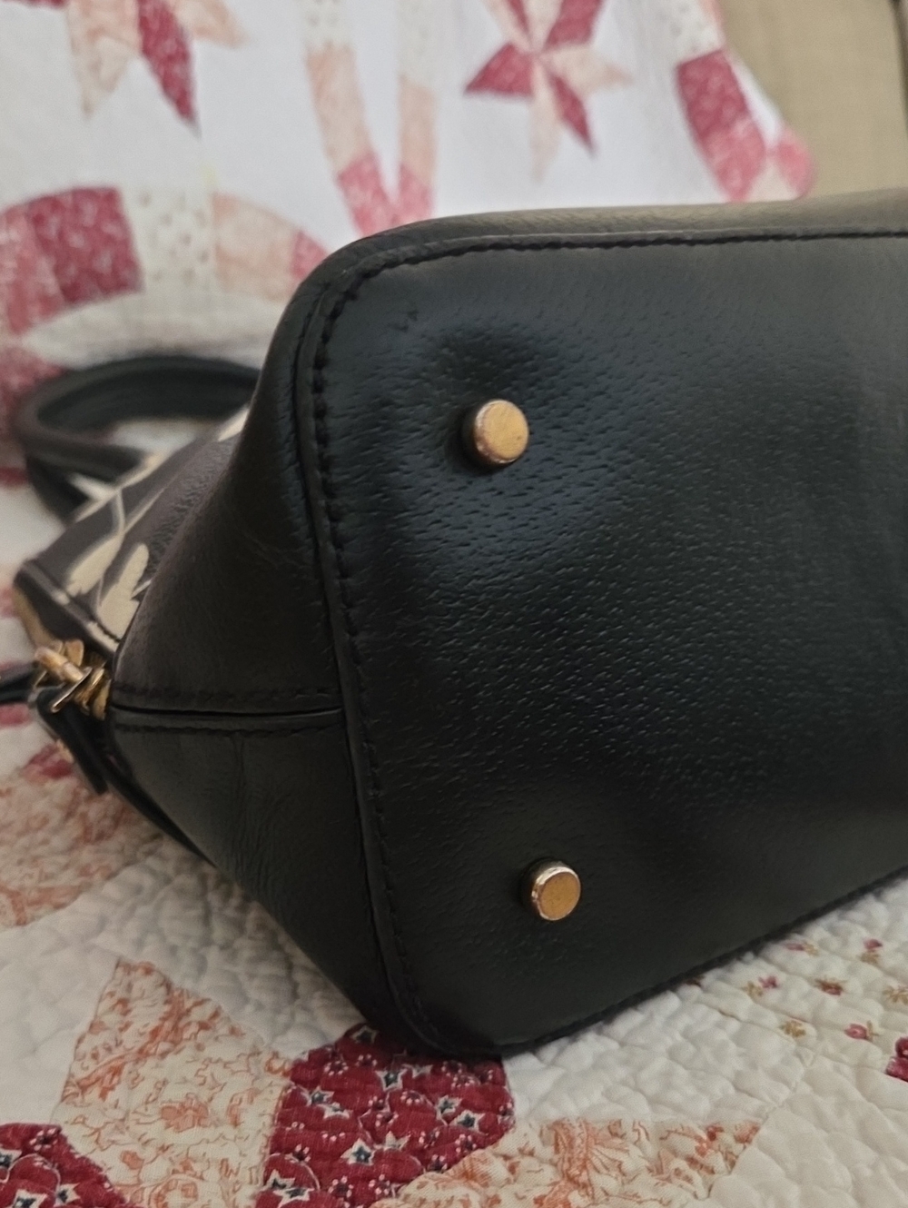 kate spade Larfe Black and Cream Floral Dome Shoulder Bag with Gold Hardware - Picture 8 of 11